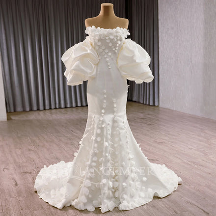 Jancember 241150 Stylish Ivory Slim Mermaid Wedding Dresses With Detachable Sleeve