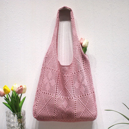 Low MOQ Custom New Arrivals Hollow-Out Women's Shoulder Bags Crochet Summer Knitted Bags for ShoppingTravelBeach and School