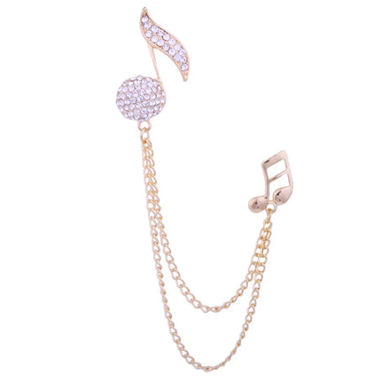 Wholesale for Men Girl Gift Rhinestone Chain Jewelry Crystal Music Note Brooches Pin Brooch for Suit