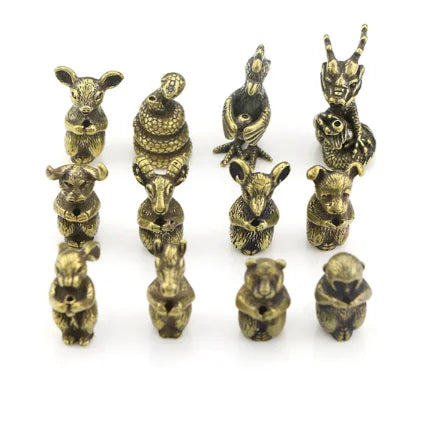 Complete Set of Brass Animal Decorations for the Twelve Zodiac Animals With Craftsmanship Gift