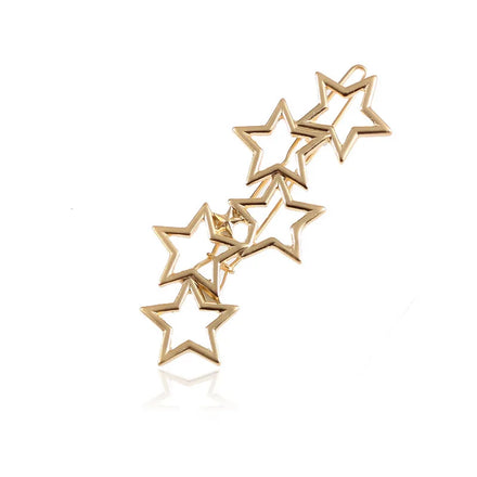 Hair Accessories Pentagram Five Star Metal Hair Clips for Women Gold Hair Pin