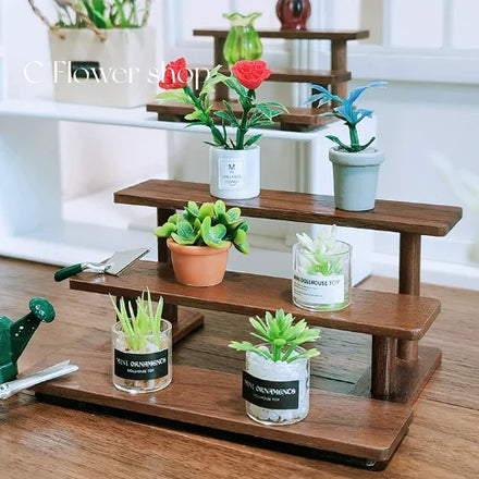 1/6 1/12 Doll House Simulation Mini Flower Rack Wooden Furniture Toy Model Decor Gift