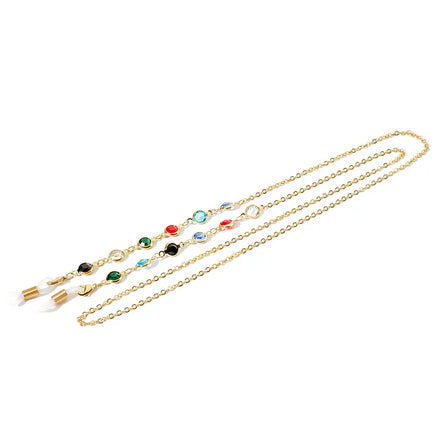 Small MOQ New Wholesale European Fashion Silver Gold Plated Metal Crystal Reading Eyeglasses Glasses Chain for Sunglasses