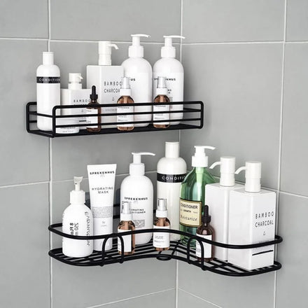 Wall Mounted 3-Tier Metal Waterproof Eco-Friendly Household Bathroom Corner Organizer Shower Shelves Hooks for Storage Box