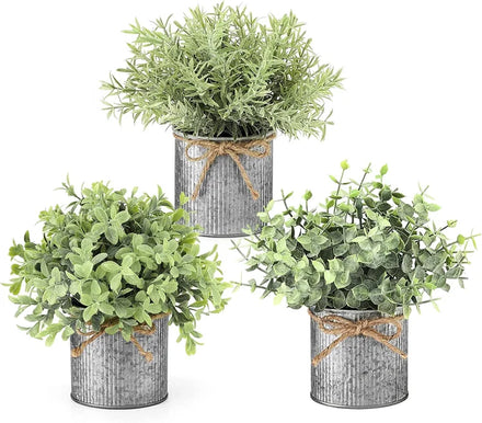 Small Artificial Plants in Farmhouse Style for Bathroom Shelf Table or Garden Decor