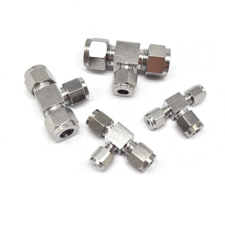 304 Stainless Steel Double Ferrule Connector Reducing Tee Original Gas Copper Pipe Fitting High Quality Basic Plumbing Accessory