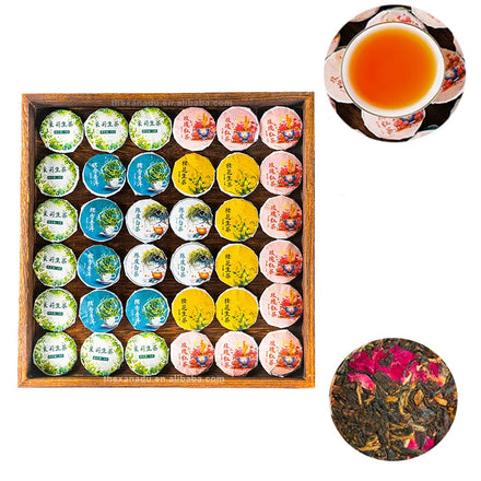 6g/PC Flowers Mini Tea Cakes Compressed White Puerh Black Tea Rose Osmanthus Jasmine Flavored Sample/Custom Accept From Yunnan