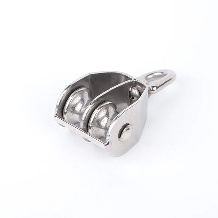 Stainless Steel Polished Double Pulley Wire Rope Traction Wheel Lifting Ring Fixed Double Track Carton Packaging AOHUI JSSDO
