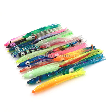 Wholesale 2.5inch Soft Plastic Octopus Jig Skirts Printed Squid Lures for Saltwater & Freshwater Fish Topwater Baits Durable