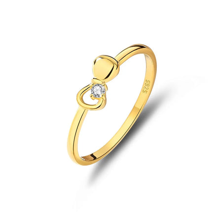 New Design 925 Sterling Silver Jewelry 18k Gold Plated Bow Custom Moissanite Diamond Zircon Engagement Rings for Women