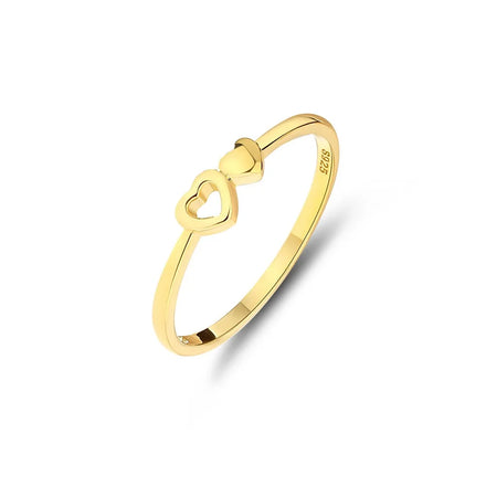925 Sterling Silver New Minimal Accessories Design 18k Lab Grown Gold Classic Heart-shaped Wedding Rings for Girls