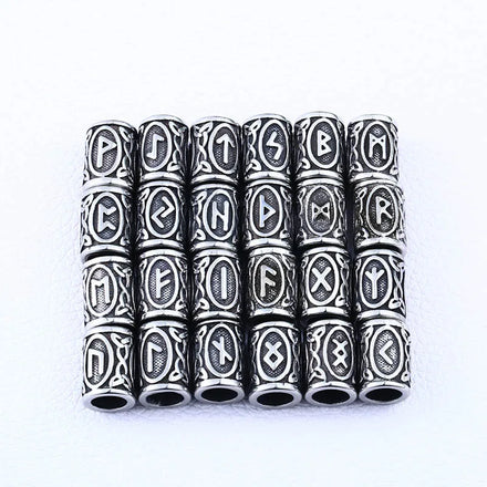 Wholesale Fashion Northern Europe Stainless Steel Metal Antique Silver Norse Rune Viking Beard Charm Beard Beads