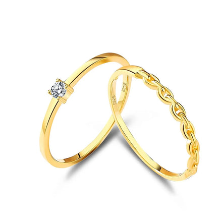 New Hot Sale 925 Sterling Silver Jewelry Custom Zircon 18k Glod Braided Stack Mossanite Diamond Wedding Rings Couple Set