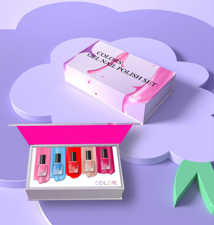 Wholesale Custom Printed Magnetic Box with Recycled Materials Embossing & Matt Lamination for Gel Nail Polish Packaging