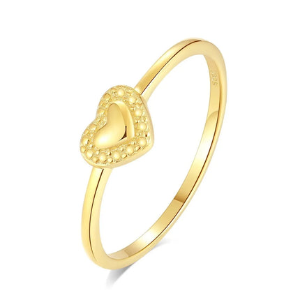 European and American Style Design Zircon 925 Sterling Silver 18K Gold Heart Lab Grown Engagement Ring with Mossanite