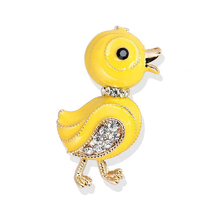 Cute Cartoon Brooch Party Crystal Alloy Fashion Women Jewelry Rhinestone Animal Little Yellow Duck Enamel Brooch