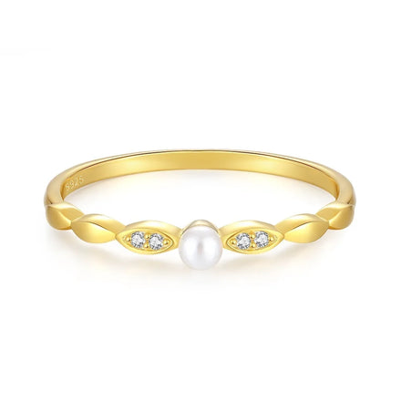 Hot New 925 Sterling Silver Minimalist Stack Mossanite Diamond Pearl Ring Custom Weddings Engagements Pearl Ring