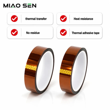 Heat Resistant Polyimide Self Adhesive Tape - Silicone No Residue PI Film Tape for Sublimation Heat Press & Electronic Masking