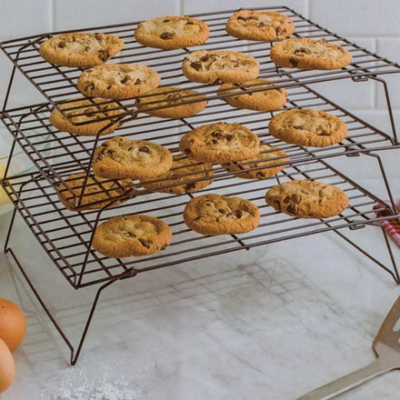 Customized Metal Full Sheet Wire Stackable Cookie Bakery Trolley Mesh Collapsible 3tier Baking Cooling Tray