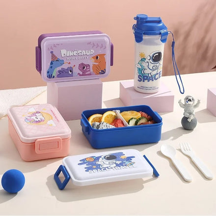 Kids Food Container Set Leak-Proof Microwave Bento Box Children's Small Size Lunch Box Water Bottle Storage Tiffin for School