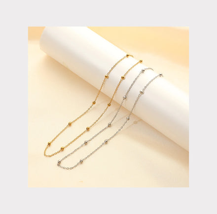 Simple Bead Chain Stainless Steel Round Bead Necklace Luxury Hign Quality 18K Gold-plated Round Bead Chain Necklace