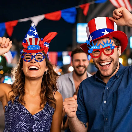 2025 New Independence Day Pentagram Glasses USA National Day Party Decoration Supplies Memorial Day USA Top Hat Crown Eye Frame