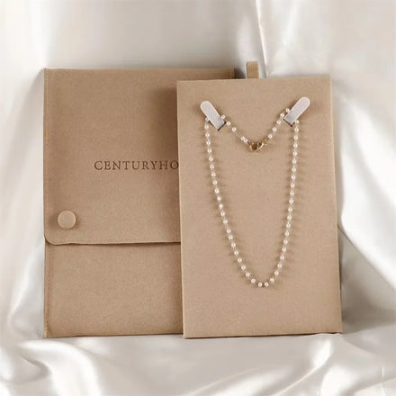 13.5X19.5cm Microfiber Travel Necklace Organizer Tangle Velvet Jewelry Necklace Pouch Packaging with Snap Button Insert Pad