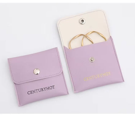 PU Leather Jewelry Bag With Logo Jewelry Pouch Square Small Gift Bag with Snap Button for for Necklace Bracelet Rings