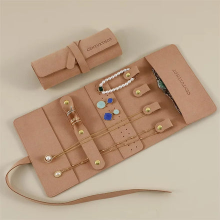 Wholesale Custom logo Jewelry Storage Roll Travel Portable Jewelry Packaging Bags Luxury Microfiber Bag Jewelry Organizer Pouch