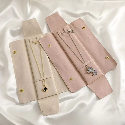 Microfiber Jewelry Pouch With Logo Jewelry Organizer Necklace Display Pearl Folder Travel Velvet Jewelry Pouch Case for Necklace