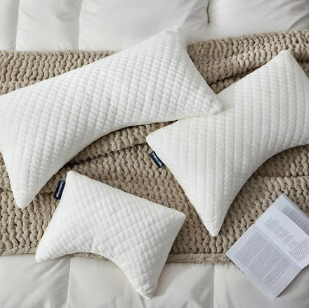 Ergonomic Memory Foam Pillow for Side Sleepers - Adjustable Height & Firmness Curved Cervical Design Machine-Washable Pillow
