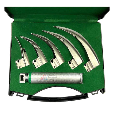 Fiber Optic Mac Miller Laryngoscope Set-Complete Airway Management Intubation Kit | ENT Diagnostic Instruments CE Certified