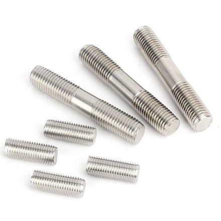 GB901 304 Stainless Steel Double-Headed Screw Hexagon Head 16mm Length with M3 and M4 Threads Plain Finish Bolts