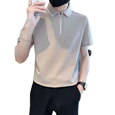 OEM custom logo embroidery printed design short-sleeved polo shirt men's loose fashion high-end retro lapel polo
