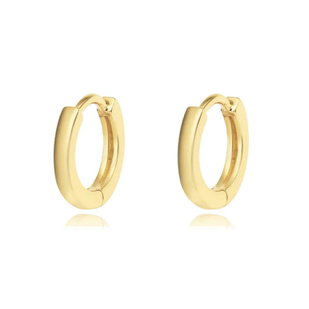 For Men 18K Gold Plated Simple Geometric Hoop Earrings Unisex 925 Sterling Silver High End Polished Trendy Wedding Party