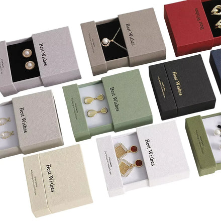 9*9cm Custom Logo Cardboard Jewelry Gift Bags for Jewelry Packaging Necklace Earrings Packaging Sliding Drawer Box with Sponge