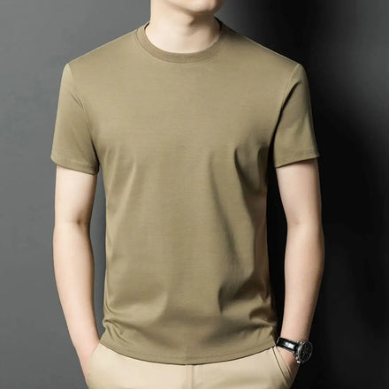 OEM custom logo embroidery printed design round neck breathable cotton men's short-sleeved summer casual solid color T-shirt
