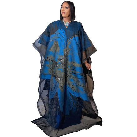 Top Fashion Elegant Two-Piece African Dress for Women Luxurious Jacquard Fabric with Embroidery Decoration