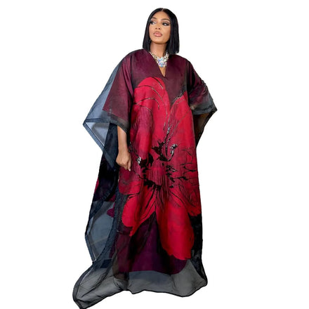 Elegant Two-Piece Boubou Women's Clothing Luxurious and Fashionable Jacquard Fabric African Dresses with Embroidery Decoration