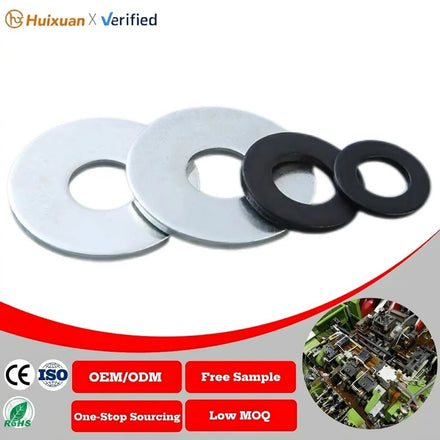 Black Oxide Plain Washer Carbon Steel Metal Sealing Gasket Heavy Duty Construction Automotive Mechanical Mounting Plate Shim