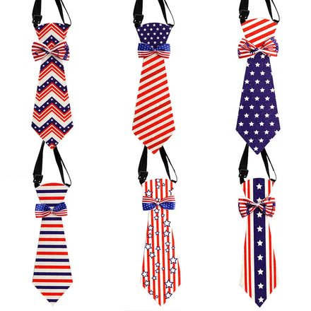 Independence Day Tie American Patriotic Theme Party Decoration Accessories Red White Blue Star Stripe Flag Knotting Free Tie