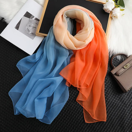 Gradual Color Ice Silk Scarf Elegant All Matching Body Etiquette New Dance Scarf Long Gauze Scarf