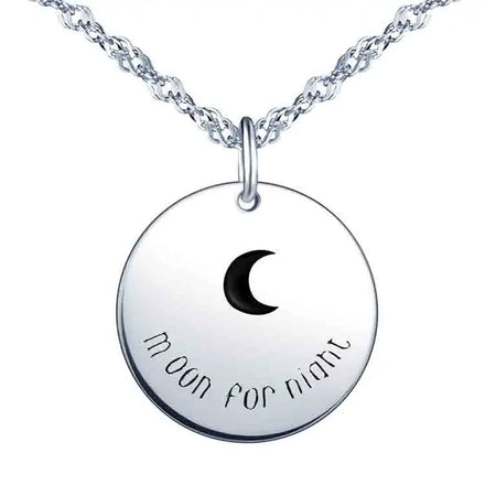 Modern Couple Necklace S925 Silver Moon Glossy Board Woman Necklace Moon Western Jewelry for Women