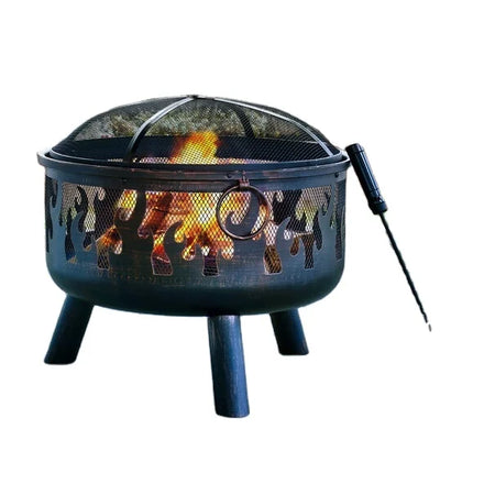 Outdoor Metal Bonfire Firepit Charcoal Barbecue Wood Burning Fire Pit