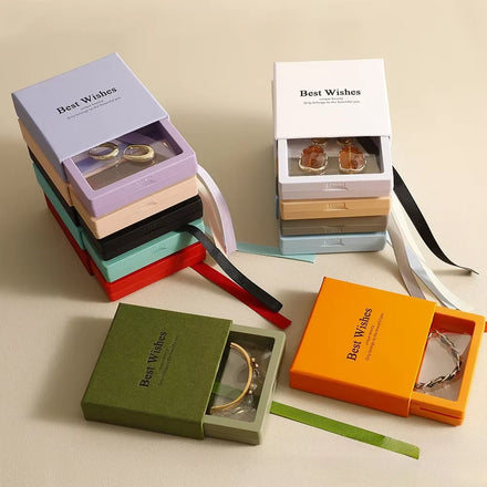 Custom Logo Transparent PE Film Display Box Necklace Bracelet Ring Packaging Box Luxury 3D Floating Frame Jewelry Gift Box