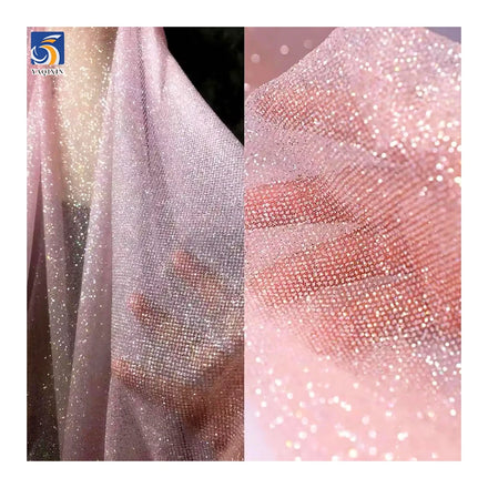 YX2322-1 2025 Popular Wedding Dress Mesh Fabric With Sparkle Shiny Tulle Knitted Glitter Fabric for Bridal Wedding