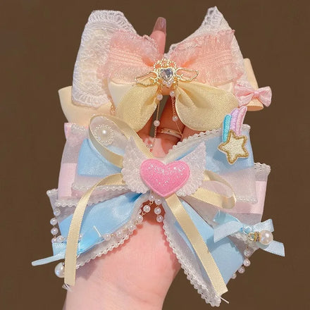 Bow Headdress Children Princess Girl with Lolita Skirt Hairpin Female Hair Accessories Baby Hairpin