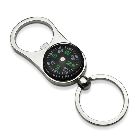Creative Multifunctional Vintage Style Keychain Outdoor Compass Design with Carabiner Zinc Alloy Beer Bottle Opener