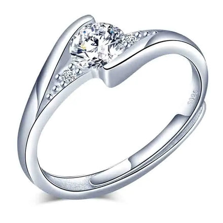 925 Silver Double Layer Curved Wrapped Ring Classic Jewelry for Wedding Engagement or Party Gift
