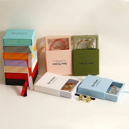 Classic PE Film Jewelry Box Luxury 3D Floating Frame Necklace Ring Earrings Display Box Jewelry Box in Stock with logo